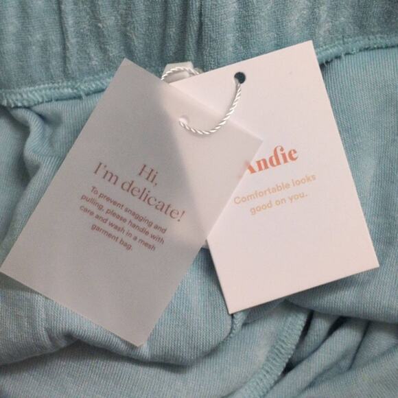 NWT Andie Crop Pant CABLU Light Blue Drawstring Elastic Waist Lounge S - Picture 9 of 11